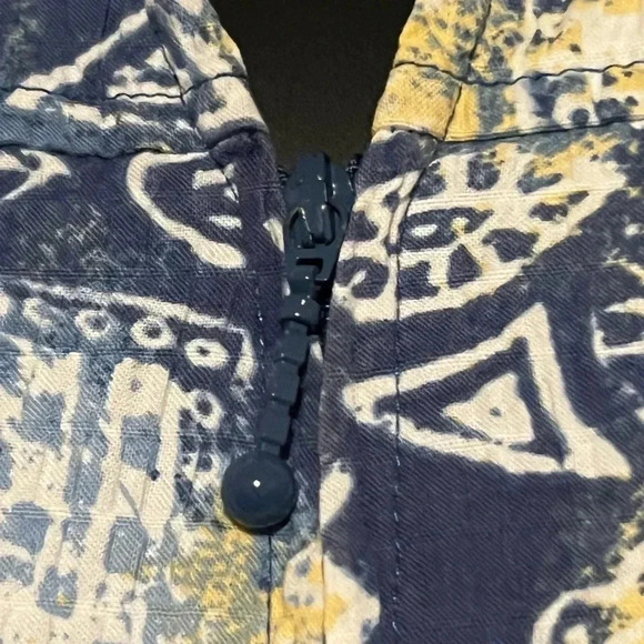 Christopher & Banks Blue/Yellow Zip Up Jacket 3/4 Sleeve Stretch Woman's Sz M - Picture 3 of 7